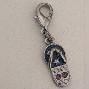 Silver and Blue Flip Flop Keychain  Charm Or Pendant NWOT